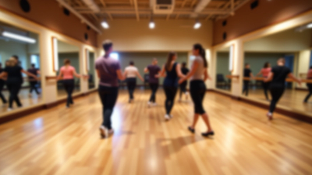 Comfortable dance studio space with wooden floors, mirrors, and proper lighting setup