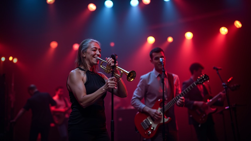 Musicians performing live Latin music with traditional instruments on a festival stage