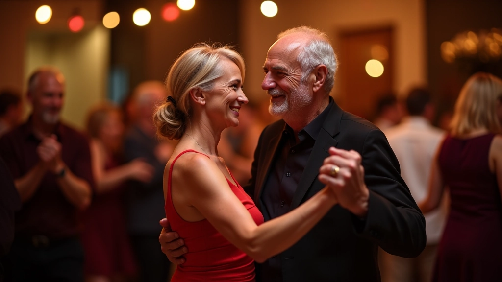 Couple dancing salsa at a social event