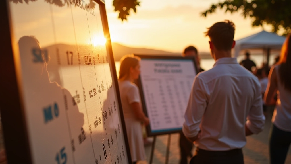 Summer calendar with dance event dates and weekly schedule for outdoor gatherings at waterfront location